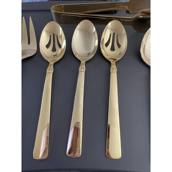 Reed & Barton Sanderling Gold Electroplate Stainless Steel Serving Set‎ of 9 - Picture 3 of 6